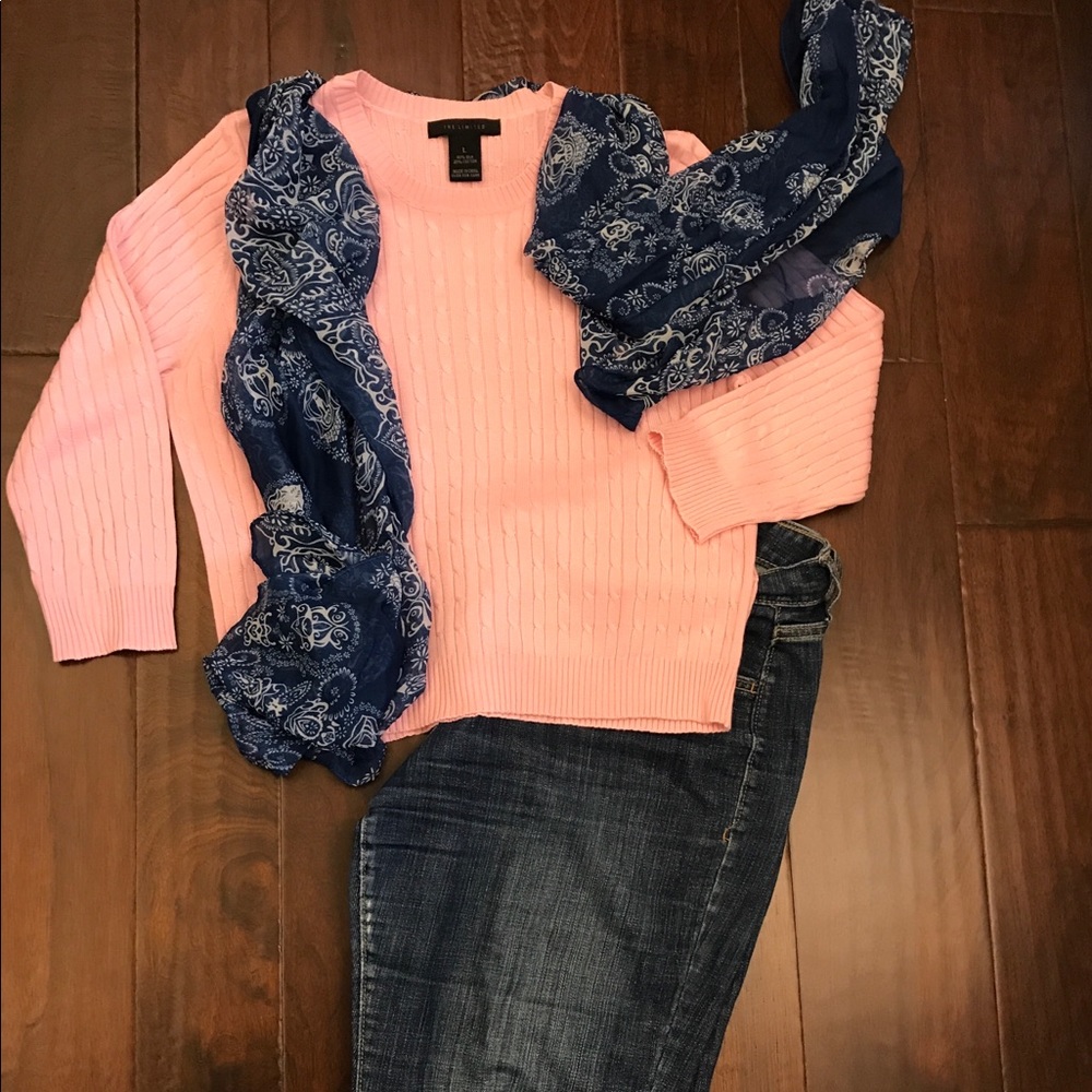 The Limited, Cotton/Silk blend cable knit sweater